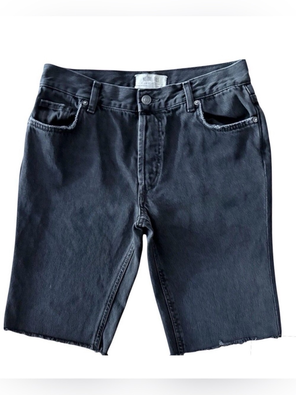 Free People Maggie Bermuda Shorts 26 Faded Black Mid-Rise 100% Cotton Denim